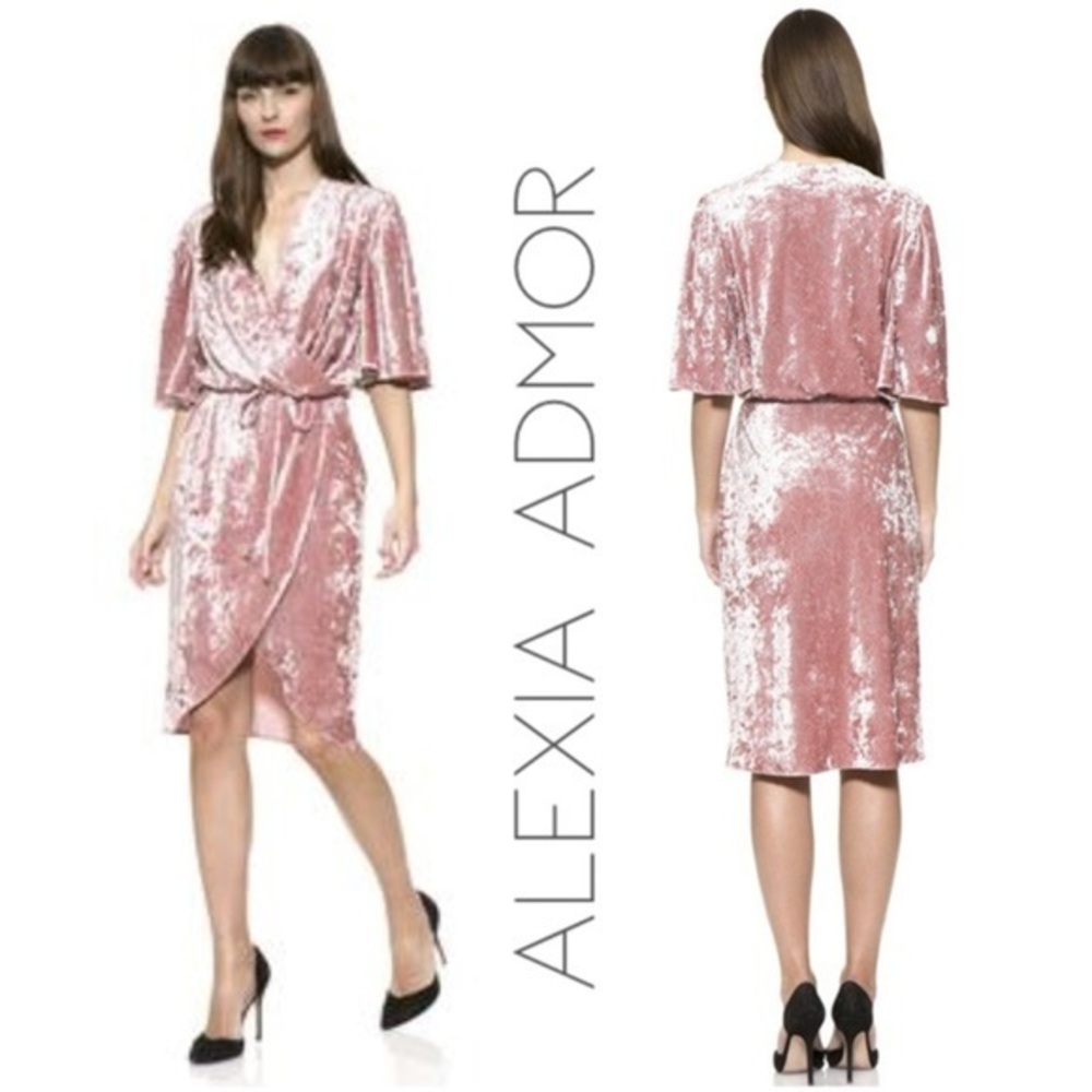 NWT Alexia Admor crushed velvet rose wrap dress 2X